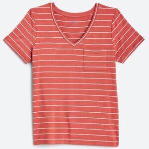Market & Spruce Hannah V-Neck Pocket Knit Tee - Orange - L